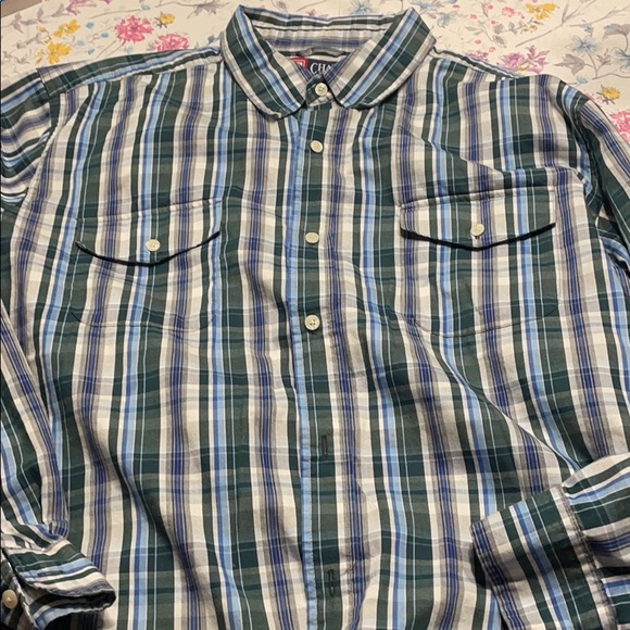 Chaps long sleeve shirt, blue/green plaid. Long sleeve button down.  Size XXL - Picture 4 of 4